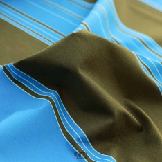 popeline de coton rayure choco bleu turkoise