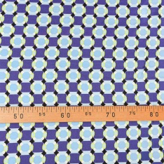 satin de viscose digital imprimé geometrique fond violet bleu
