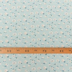 crepe viscose fond ciel petit fleurs blanche