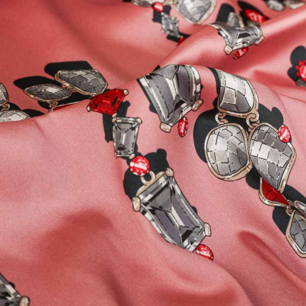 twill polyester satiné fluide recyclé diamant vieux rose