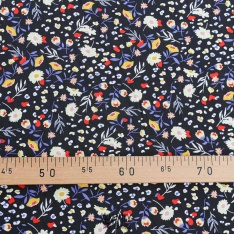 viscose imprimé fleurs fond noir iks