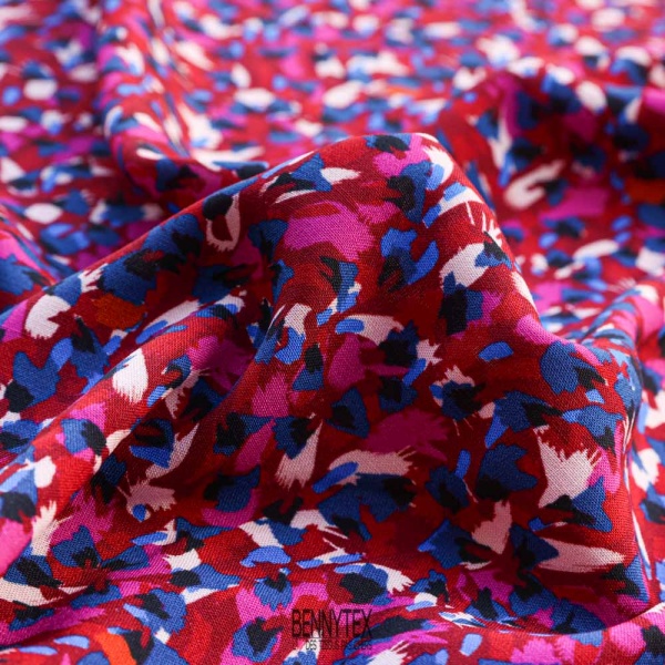 fibranne viscose tacheté fond bordeau violet