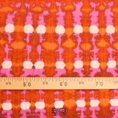 popeline de coton souple tie and dye orange fushia rouille ecru