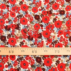 crepe viscose style libertad fond blanc cassé fleurs ton de rouge bordeau prune