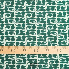 maille Jersey viscose imprimé trefle bizarre vert duck fond ecru