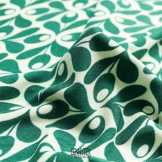 maille Jersey viscose imprimé trefle bizarre vert duck fond ecru