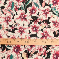 crepe viscose de luxe digital fleurs fond noir