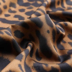 satin de viscose leopard fond choco clair tache noir