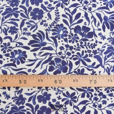 fibranne viscose fleurs fond blanc fleurs marine roi