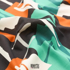 popeline de coton souple multicolor de vert noir camel blanc