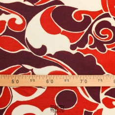jersey de lin viscose souple grosse fleurs brique bordeau ecru