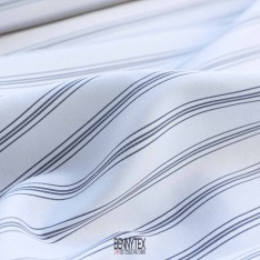 toile lin viscose rayure mariniere fond blanc
