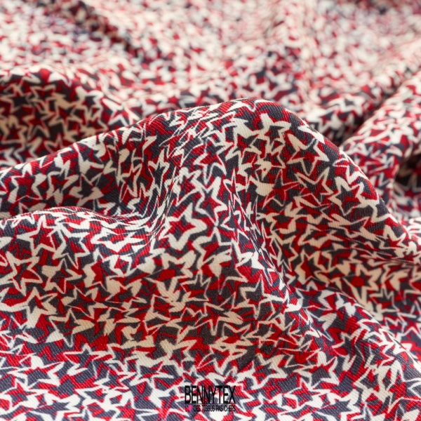 fibranne viscose etoile style ik fond rouge marine ecru