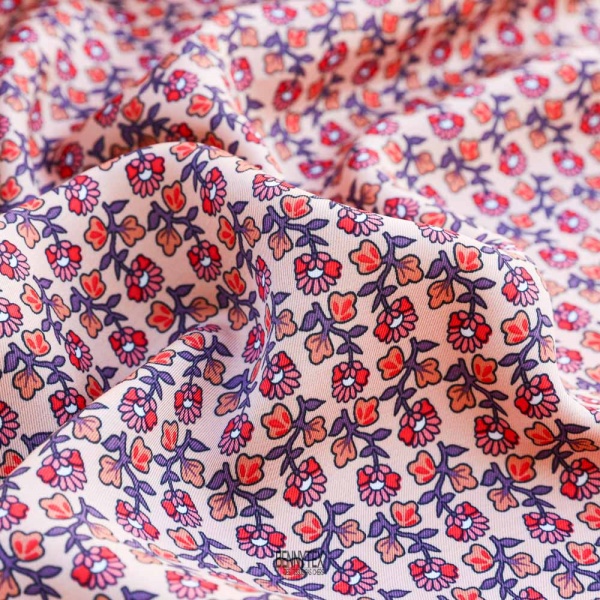 twill fibranne viscose splendide petite fleurs majo fond creme