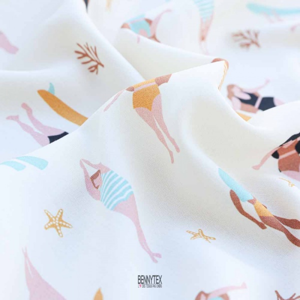 fibranne viscose de luxe souple nageuse surf plongée fond ecru