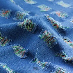 jeans coton pré lavée motif abstré bleu clair