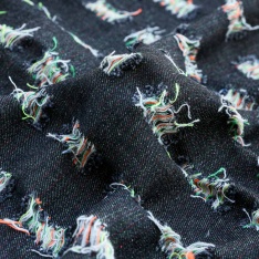 jeans coton pré lavée motif abstré noir 