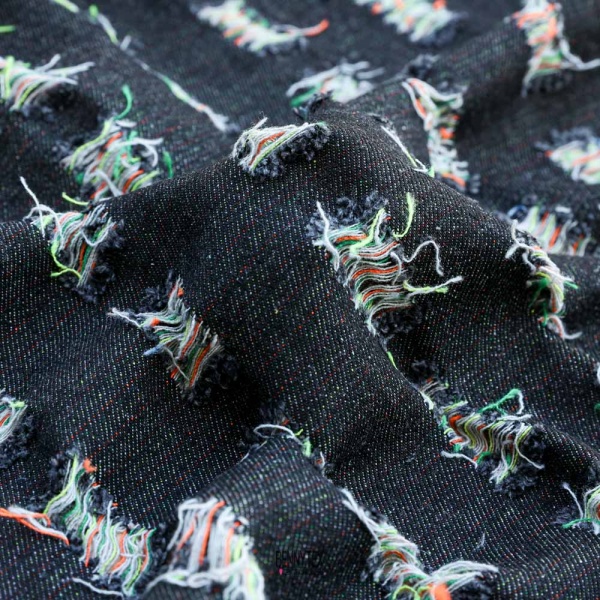 jeans coton pré lavée motif abstré noir