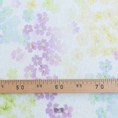lin coton souple fleurs pastel ciel parme jaune clair