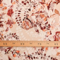 satin de viscose de luxe fleurs rose poudre ton sur ton splendide