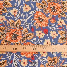 crepe georgette soie haute couture bleu electrique a fleurs