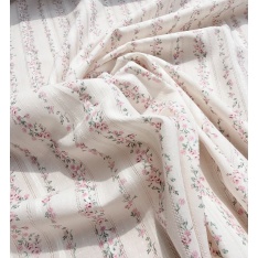voile de coton plumetis gots petite fleurs fond ecru poudré
