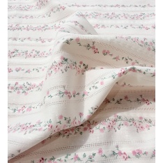 voile de coton plumetis gots petite fleurs fond ecru poudré
