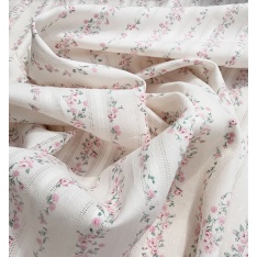 voile de coton plumetis gots petite fleurs fond ecru poudré