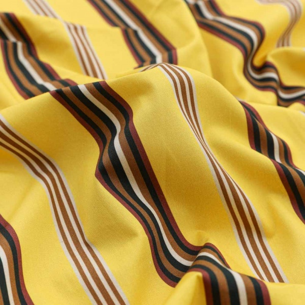 popeline de coton luxe 120 fils rayure fond jaune flash