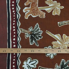 Lin coton Imprimé palmiers a base et afrique marron tabac