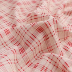 voile coton effet lin stylé rayure chaine et trame fond blanc cassé ecru