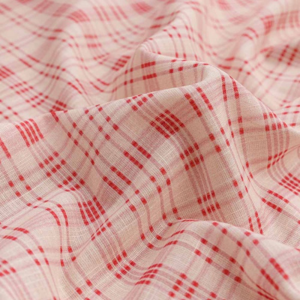 voile coton effet lin stylé rayure chaine et trame fond blanc cassé ecru