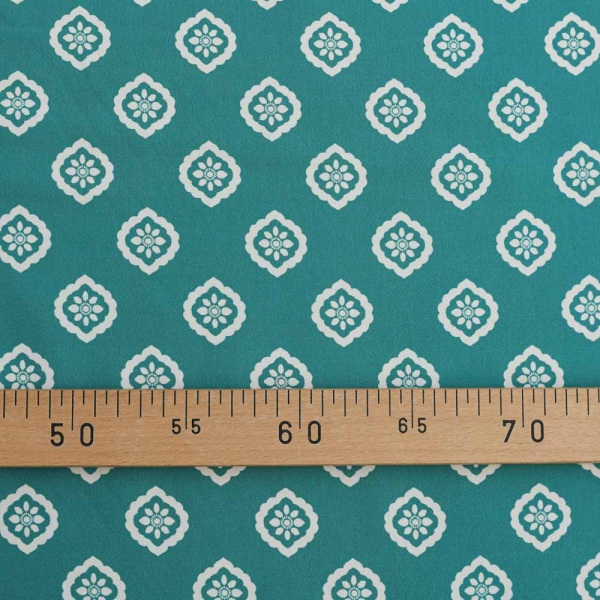 popeline de coton souple dessin graphique vert pale aqua
