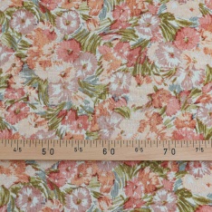 voile viscose georgette froissé fleurs pastel ton de rose nude et beige