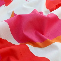 coton swiss souple batiste fleurs sublime orange fushia rouge fond blanc cassé
