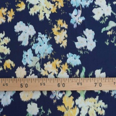 popeline souple coton luxe fond marine fleurs pastel