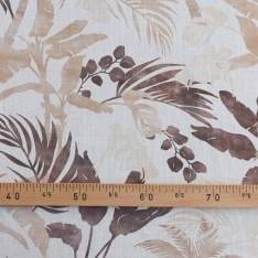 lin viscose fleurs ton de beige sable marron clair ton sur ton