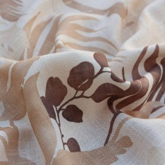 lin viscose fleurs ton de beige sable marron clair ton sur ton