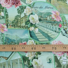 batiste de coton popeline souple swiss como italie cert clair et ton de rose et vert
