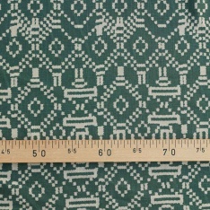 Lin Viscose Imprimé geometrique fond emeraude