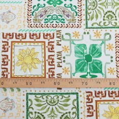 twill polyester satiné fluide recyclé playa carré soleil fond ecru
