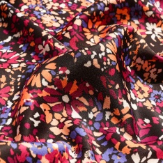 satin polyester recyclée imprimé tacheté fond noir