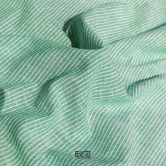 coupon lin coton chambray de luxe fluide chemise rayure fond vert rayure