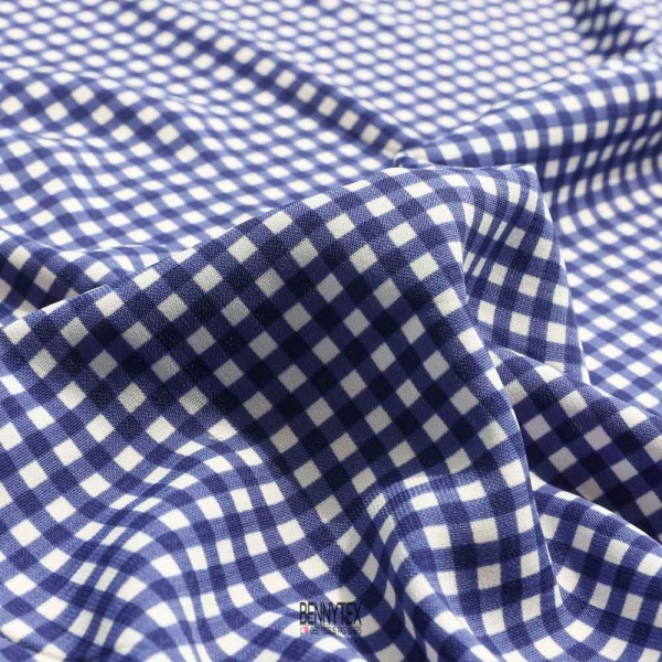 microfibre polyester vichy bleu dur fond blanc