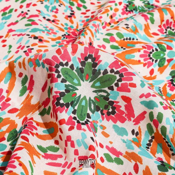 voile de coton souple 3 blanc cassé fuchia orange vert gazon noir aqua