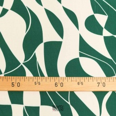 fibranne viscose dessin geometrique fond ecru abstrait vert dur