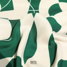 fibranne viscose dessin geometrique fond ecru abstrait vert dur