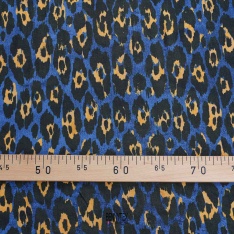 fribanne viscose leopard fond bleu paon leopard ocre et noir