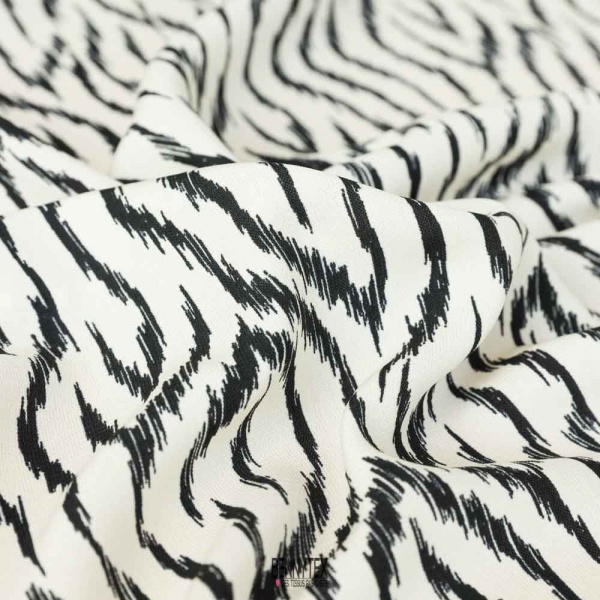 microfibre polyester zebre noir fond ecru