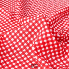 microfibre polyester imprimé vichy rouge